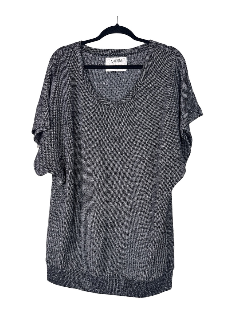Nation LTD Black Marled Sweater Dress Mini Womens M Casual Slouchy Oversized